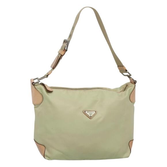 PRADA Shoulder Bag Nylon Beige Silver - Picture 1 of 12